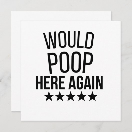 Would Poop Here Again FunnCustom-Cut Vinyl Sticker 招待状 (正面/裏面)