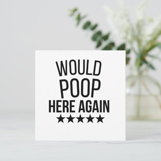 Would Poop Here Again FunnCustom-Cut Vinyl Sticker 招待状 (スタンド正面)