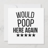 Would Poop Here Again FunnCustom-Cut Vinyl Sticker 招待状 (正面)