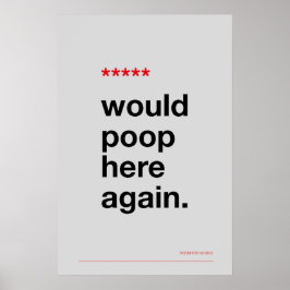 WOULD POOP HERE AGAIN – Funny Bathroom Poster ポスター