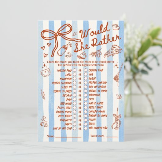 Would She Rather Baby Shower Game in Blue (スタンド正面)