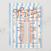 Would She Rather Baby Shower Game in Blue (正面/裏面)