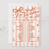 Would She Rather Baby Shower Game in Red (正面)