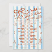 Would She Rather Baby Shower Game in Red Blue (正面)