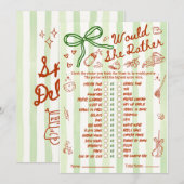 Would She Rather Baby Shower Game in Red Green (正面/裏面)