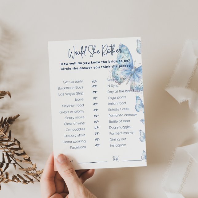 Would She Rather Bridal Shower Game Blue Butterfly (クリエイターアップロード済み)