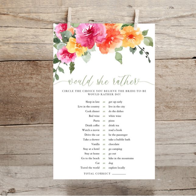 Would she rather bridal shower game colorful (クリエイターアップロード済み)