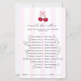Would She Rather Bridal Shower Game Coquette