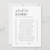 Would She Rather Bridal Shower Game Trivia Card 招待状 (正面)