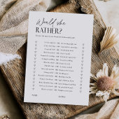 Would She Rather Bridal Shower Game Trivia Card 招待状