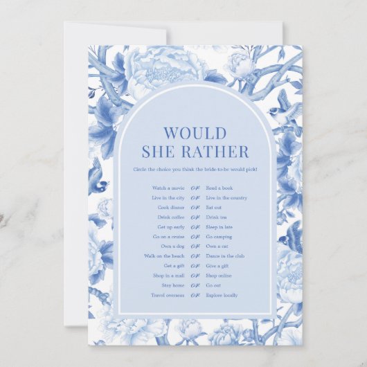 Would She Rather Coastal Bridal Shower Game Card 招待状 (正面)