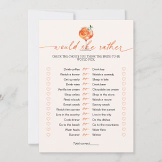 Would She Rather Cocktail Bridal Shower Game  招待状