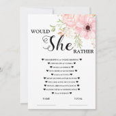 Would She Rather Pink Floral Bridal Game  Card 招待状 (正面)