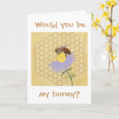 Would you be my honey, Bee Valentine cards カード (黄色い花)