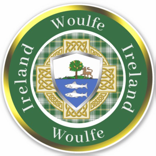 Woulfe アイルランド シールド/ケルト十字 パーソナライズ シール (正面)