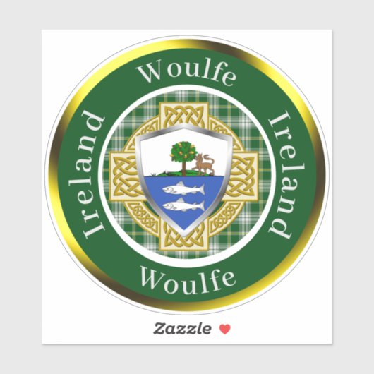 Woulfe Irish Shield/Celtic Cross Personalized シール (シート)