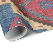 Woven Kilim Royal Blue Yellow Classic  ラッピングペーパー (ロールコーナー)