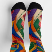 Woven Ribbon Mosaic Colorful Textile Pattern ソックス (上部)