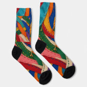 Woven Ribbon Mosaic Colorful Textile Pattern ソックス (右)