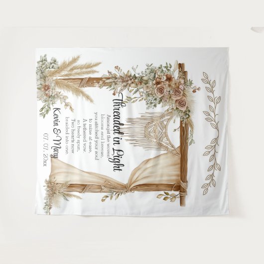 Woven Vows: A Tapestry of Unity Wedding Backdrop タペストリー (正面(横))