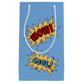 WOW漫画本スタイルおもしろいキッズパーティーブルーギフト スモールペーパーバッグ (正面)