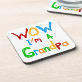 WOW私はおじいちゃんTシャツとギフト コースター (左側)
