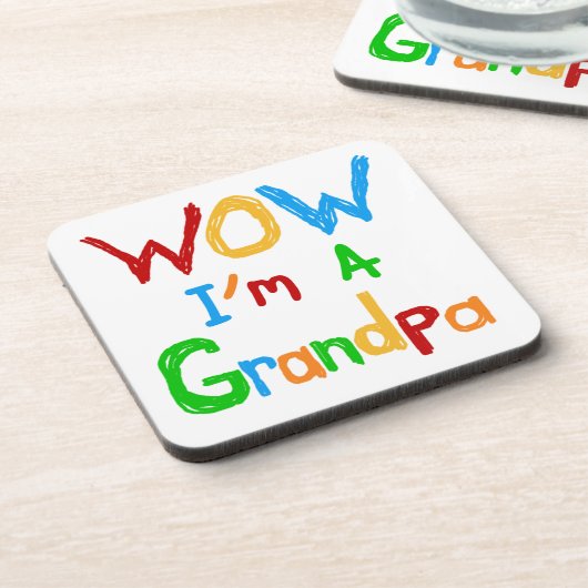 WOW私はおじいちゃんTシャツとギフト コースター (左側)