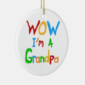 WOW私はおじいちゃんTシャツとギフト セラミックオーナメント (右)