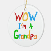 WOW私はおじいちゃんTシャツとギフト セラミックオーナメント (左)