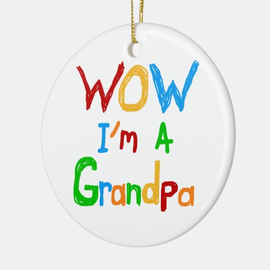 WOW私はおじいちゃんTシャツとギフト セラミックオーナメント (左)