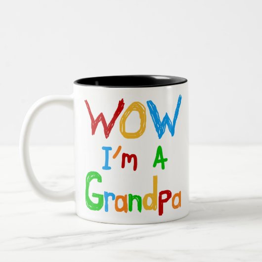 WOW私はおじいちゃんTシャツとギフト ツートーンマグカップ (左)