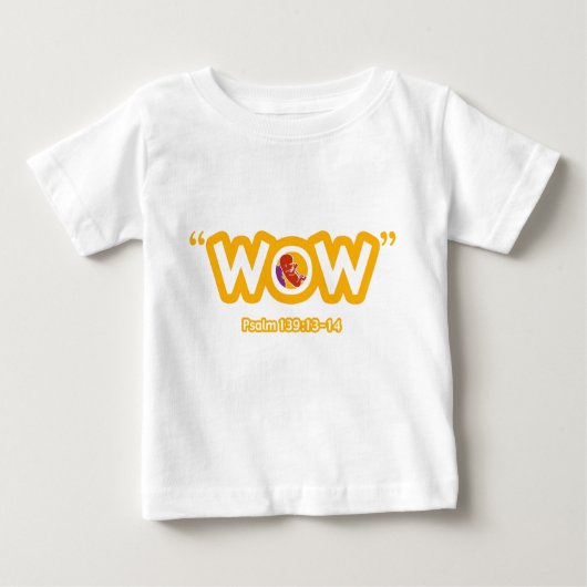 "WOW"の幼児Tシャツ ベビーTシャツ (正面)