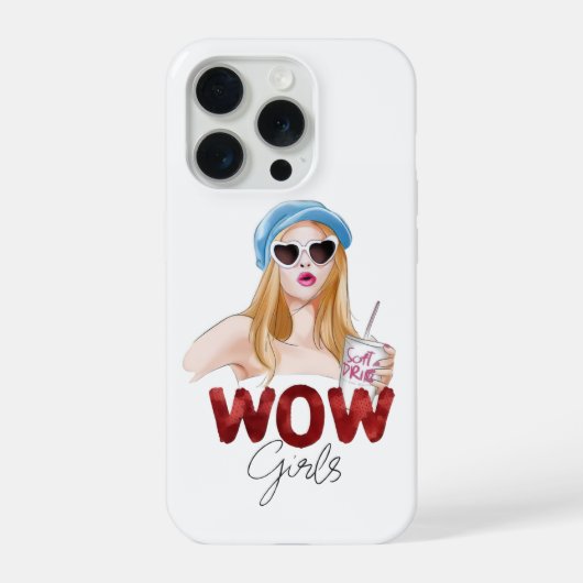 WOW Girls Aesthetic iPhoneケース | トレンディーなラメ入り iPhone 15 Proケース (裏面)