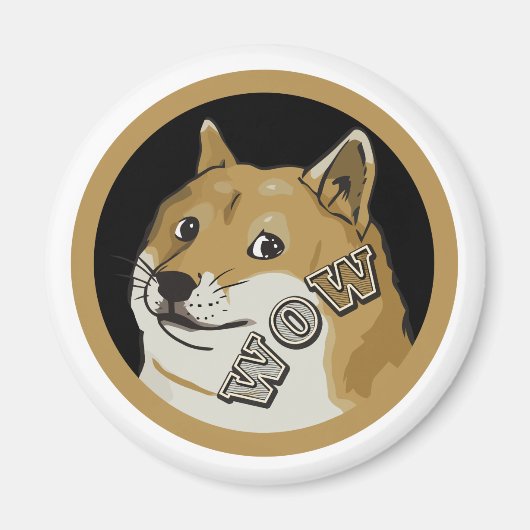 Wow Happy Dogecoin Cryptocurrency磁石 マグネット (正面)