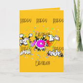 WOW! Happy Happy Birthday Yellow Greeting Card カード (正面)