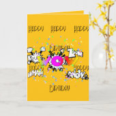 WOW! Happy Happy Birthday Yellow Greeting Card カード (黄色い花)