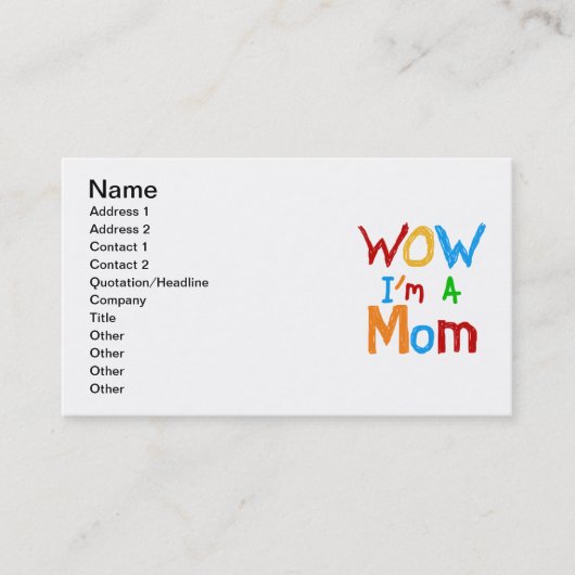 WOW I'm a Mom T-shirts and GIfts コーリングカード (正面)