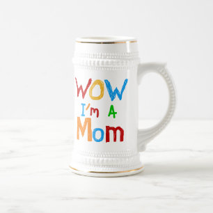 WOW I'm a Mom T-shirts and GIfts ビールジョッキ