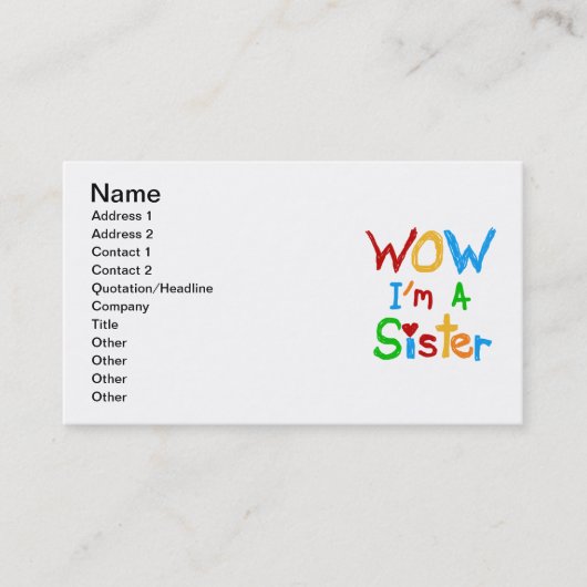WOW I's a Sister T-shirts and GIfts 名刺 (正面)