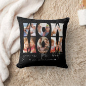 Wow Mom引用文モダンブラック6フォトコラージブラック クッション (ブランケット)