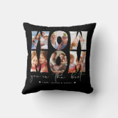 Wow Mom引用文モダンブラック6フォトコラージブラック クッション (裏面)