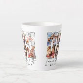 Wow Mom引用文モダンホワイト6フォトコラージュ カフェラテマグ (正面)