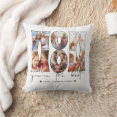 Wow Mom引用文モダンホワイト6フォトコラージュ クッション (ブランケット)