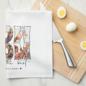 Wow Mom引用文モダン6フォトコラージホワイト キッチンタオル (四つ折り)