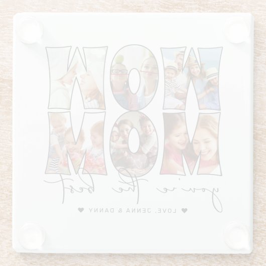 Wow Mom引用文6モダンフォトコラージホワイト ガラスコースター (裏面)
