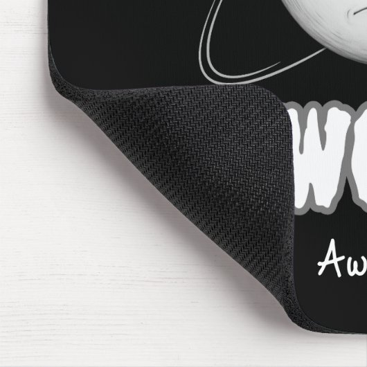 "Wow" moonface Black Mousepad マウスパッド (コーナー)