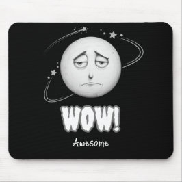 "Wow" moonface Black Mousepad マウスパッド