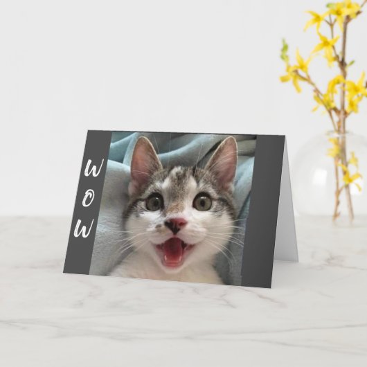 WOW YOU TURN "60" SAYS CAT CARD カード (黄色い花)