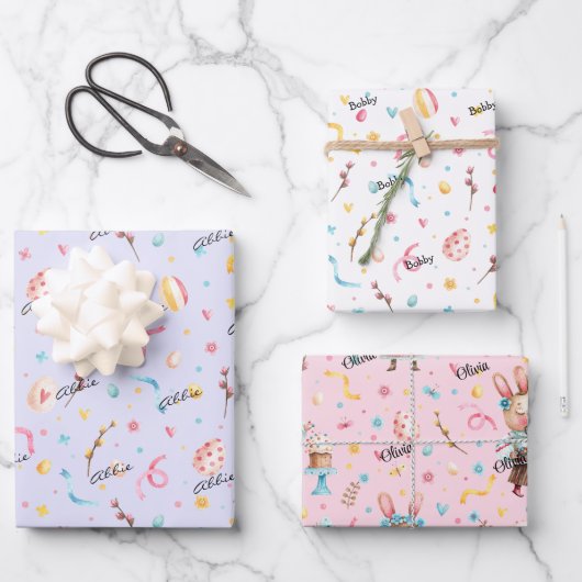 WP名 | 3 – シート19カラフル x 29イースターパターン ラッピングペーパーシート (正面)