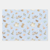 WP青 | 名前、男の子おもちゃヴィンテージ ラッピングペーパーシート (正面3)